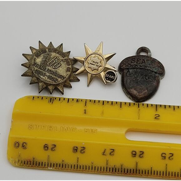 Vintage Sears Lot of 3 Advertisement Lapel Hat Pins Pin Backs Charm Oakbrook - Picture 12 of 12